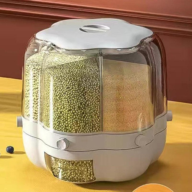 Innovative Rotating Grain Storage Container - Seamless Kitchen Organization Solution