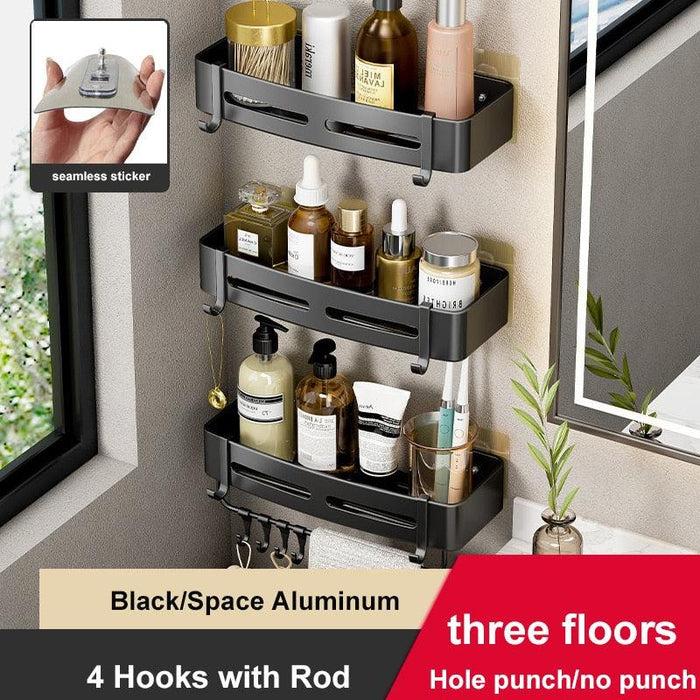 Aluminum Bathroom Storage Solution with Rust-Proof Large Capacity Corners