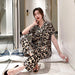 Leopard Print Satin Pyjama Set for Women
