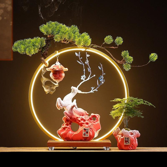 New Chinese Style Water Fountain & Aromatherapy Stove Lamp with Lucky Ornaments