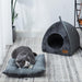 Gray Plush Foldable Pet Cave Bed for Small Dogs and Cats