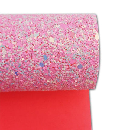 Glamorous Rose Pink Chunky Glitter Fabric Roll for Stunning Handbags and Accessories