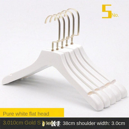 Elegant White Wooden Hanger Set with Gold Hooks for Fashionable Closet Organization
