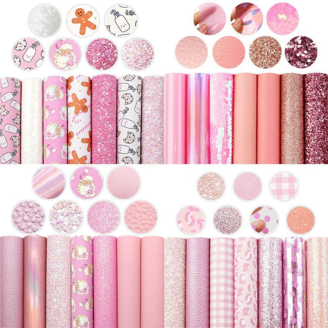 Elegant Pink Lychee Glitter Faux Leather Craft Sheets for Stunning DIY Projects