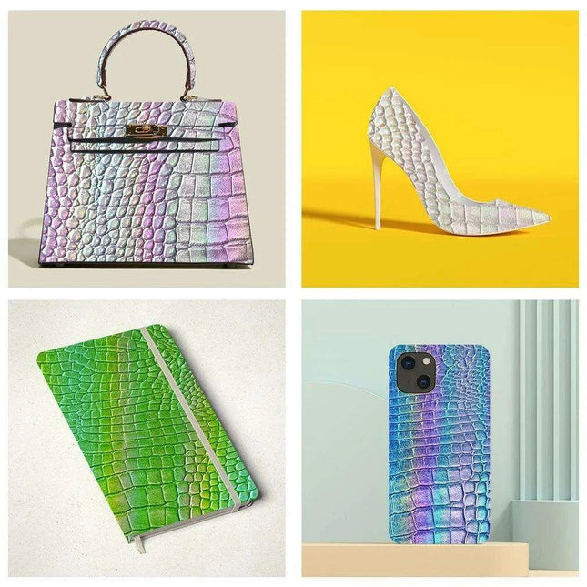 Luxe Iridescent Crocodile PU Leather Craft Roll for Elegant DIY Creations