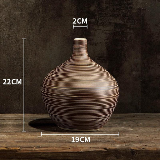 Thin Mouth Retro Line Ceramic Vase - Très Elite