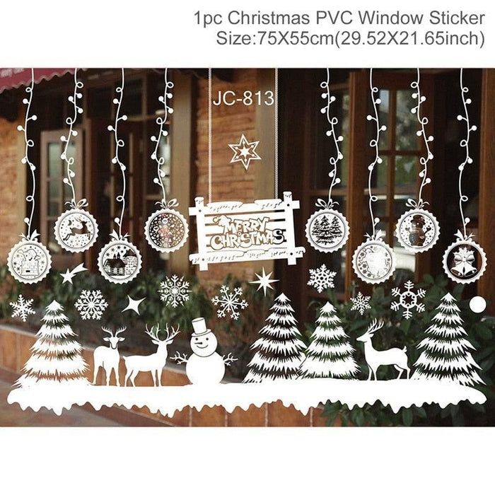 Festive Holiday Home Decoration Set: Christmas & New Year Wall and Window Stickers