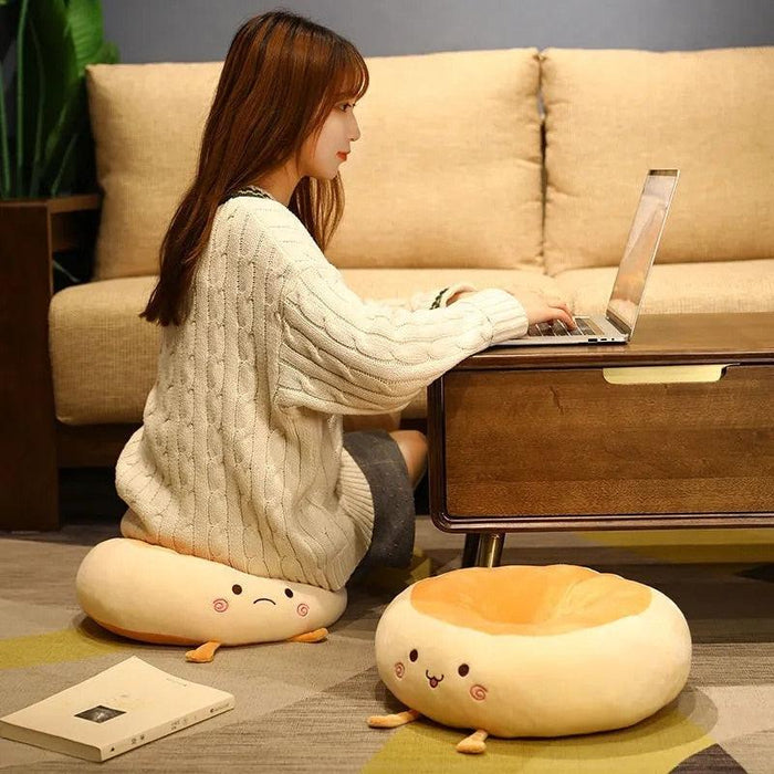 Toast Bread Futon Soft Cushion - Cozy Plush Pillow for Work, Travel, Relaxing, and Living