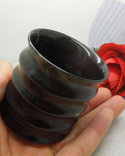 Luxurious Hetian Jade Bamboo Tea Cup Set Crafted from Xinjiang Nephrite Stone