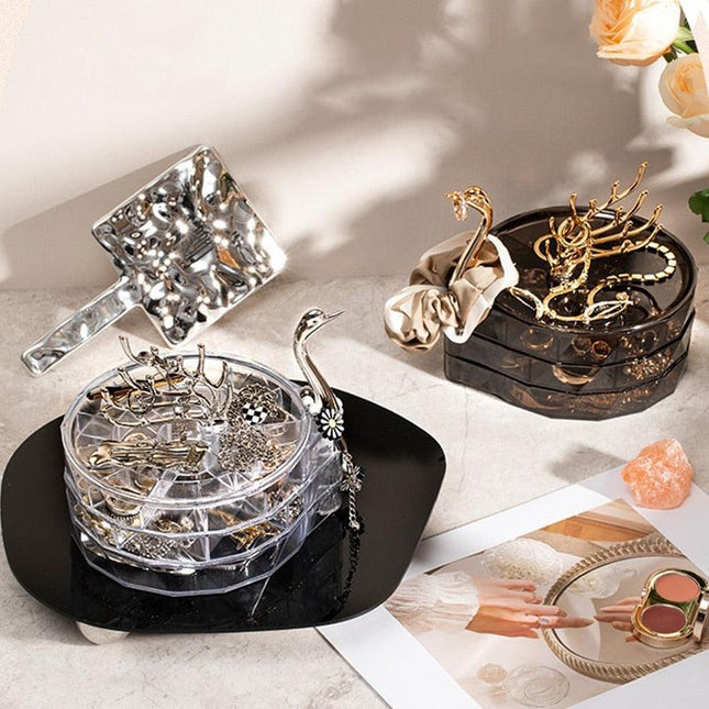 Elegant Swan 3-Tier Jewelry Display and Organizer Stand