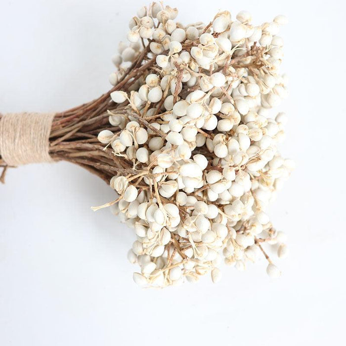 Elegant White Dried Floral Bouquet with Mini Fruits for Home and Event Styling