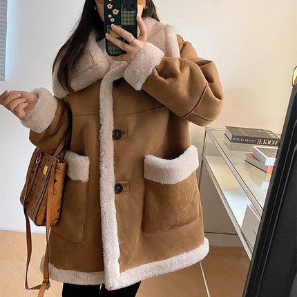Chic Reversible Wool and Fur Winter Coat for Women