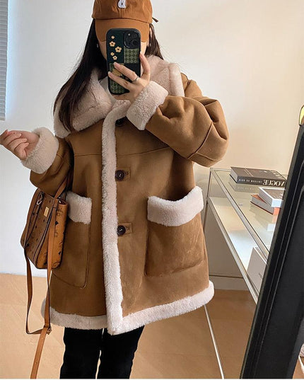 Chic Reversible Wool and Fur Winter Coat for Women