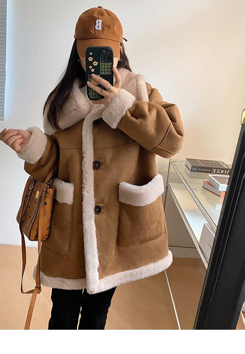 Double-Sided Real Wool Fur Parka Coat for Women