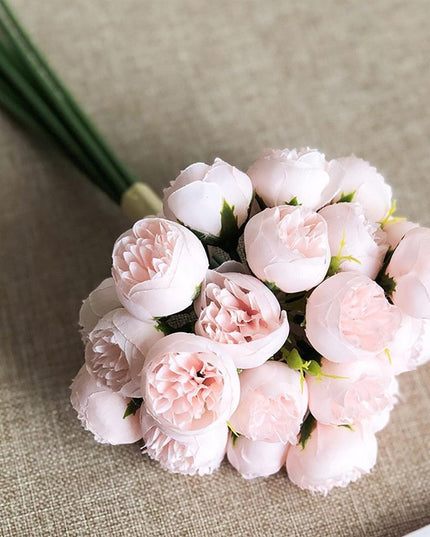 Lavish Silk Peony & Tea Rose Floral Display - 27 Realistic Blooms for Home, Garden & Event Decor