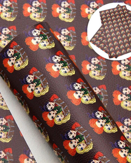 Whimsical Halloween Witch Faux Leather Crafting Sheets Set - Creative Art Supplies