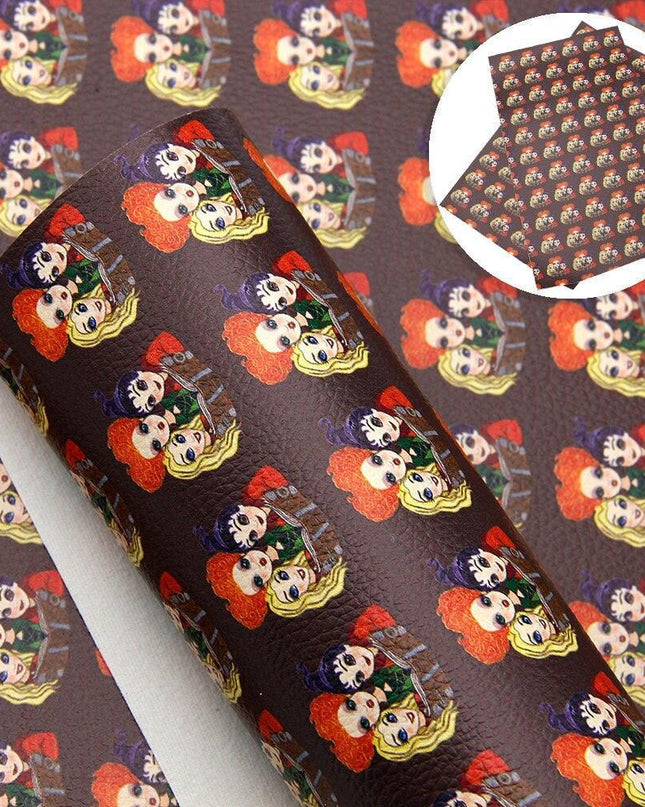 Whimsical Halloween Witch Faux Leather Crafting Sheets Set - Creative Art Supplies