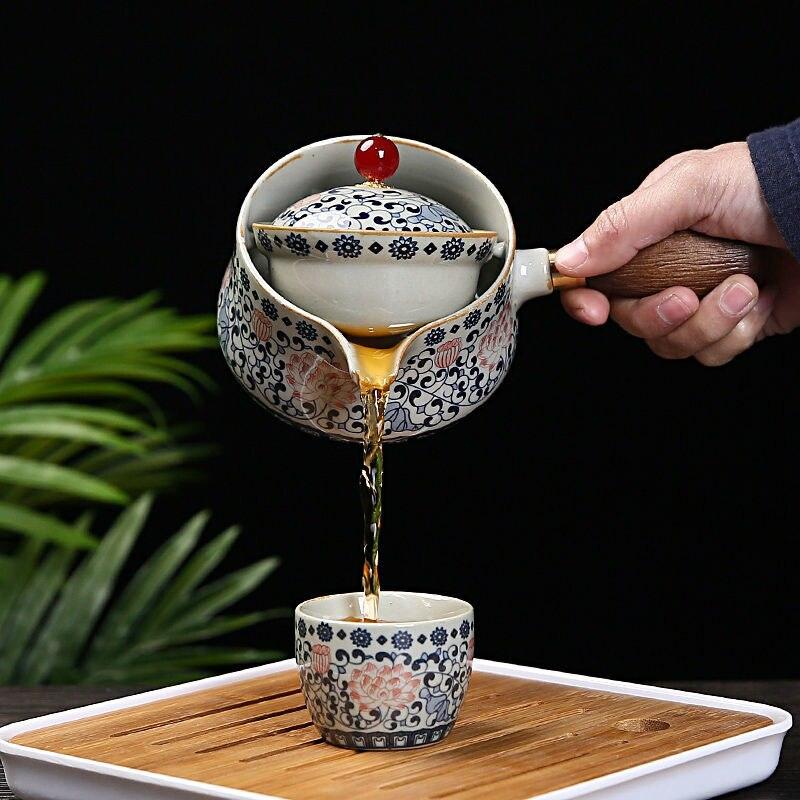 Unique Tea Sets Flowers Exquisite Stone Grinding Shape Handmade Tea Pot Cup Set Chinese Tea Ceremony Gift GungFu Tea Cup Teaware-0-Très Elite-4-Piece Set 11-Très Elite