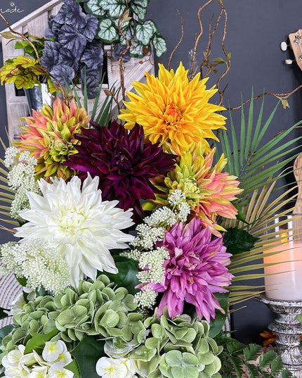 Luxe Realistic Dahlia Silk Flower Arrangement: Timeless Elegance for Any Space