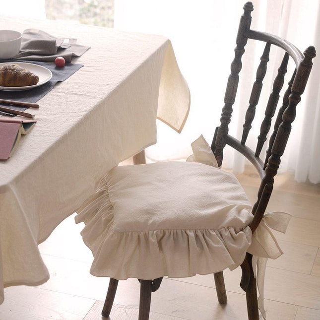 Charming Frilled Cotton Chair Cushion Cover for Elegant Dining Spaces