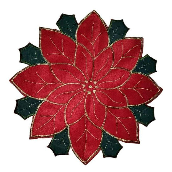 Elegant Christmas Poinsettia Satin Placemat - Elevate Your Dining Atmosphere