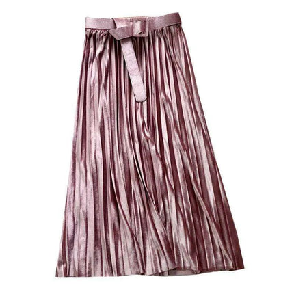 Seoul Elegance: Opulent Velvet Pleated Skirt Set with Chic Belt - Très Elite