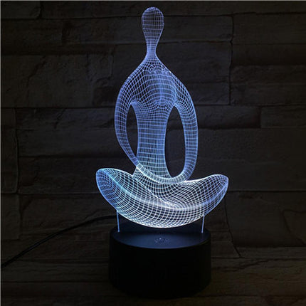 Serene Aura 3D Acrylic LED Night Light - Blissful Meditation Decor - Très Elite
