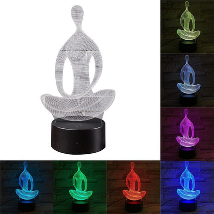 Serene Aura 3D Acrylic LED Night Light - Blissful Meditation Decor - Très Elite