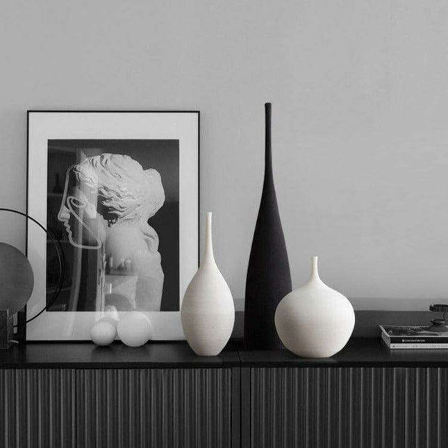 Serene Elegance: Monochrome Ceramic Zen Vase - Premium Edition