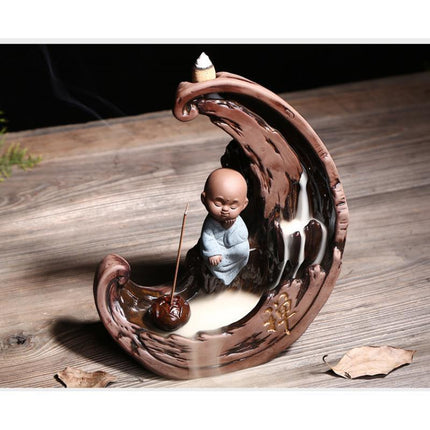 Serene Flow Ceramic Backflow Incense Burner - Tranquil Home Decor Accent