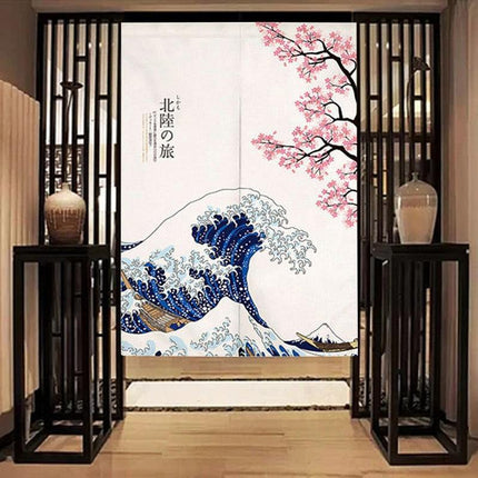 Serene Japanese Sky Half-Curtain: A Touch of Elegance and Cultural Charm..