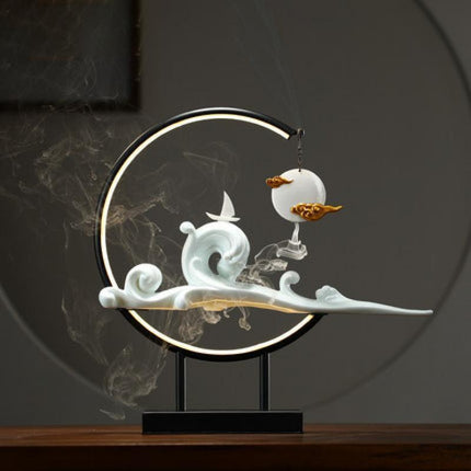 Serene Mountain Stream Backflow Incense Burner Lamp Set - Experience Tranquility and Calm