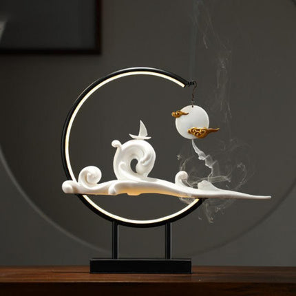 Serene Mountain Stream Backflow Incense Burner Lamp Set - Experience Tranquility and Calm