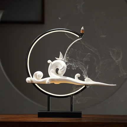 Serene Mountain Stream Backflow Incense Burner Lamp Set - Experience Tranquility and Calm