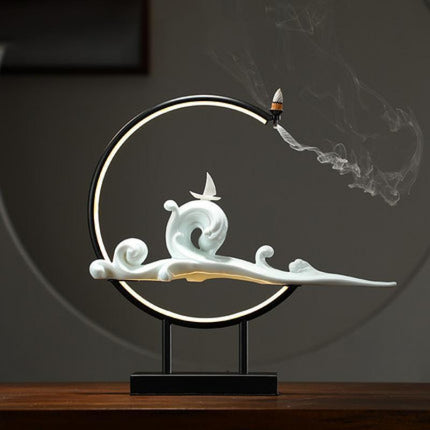 Serene Mountain Stream Backflow Incense Burner Lamp Set - Experience Tranquility and Calm