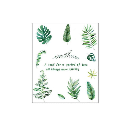 Serene Nature-Themed Green Leaves and Letter Wall Stickers - Elegant Home Decoration Upgrade - Très Elite