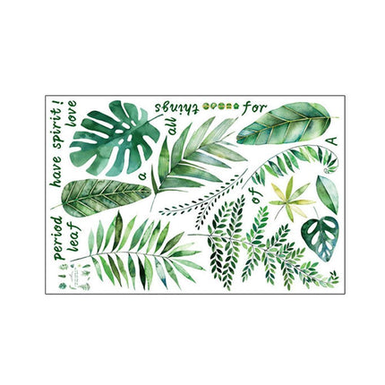 Serene Nature-Themed Green Leaves and Letter Wall Stickers - Elegant Home Decoration Upgrade - Très Elite