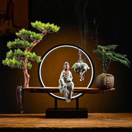 Serenity Buddha Backflow Incense Fountain - Peaceful Home Retreat Kit - Très Elite