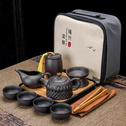 Serenity Sand Ceramic Kung Fu Tea Set for Harmonious Tea Experiences - Très Elite