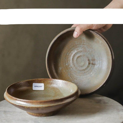 Serenity Zen Garden Handcrafted Wood-Fired Pottery Platter - Rustic Artisan Dinnerware..