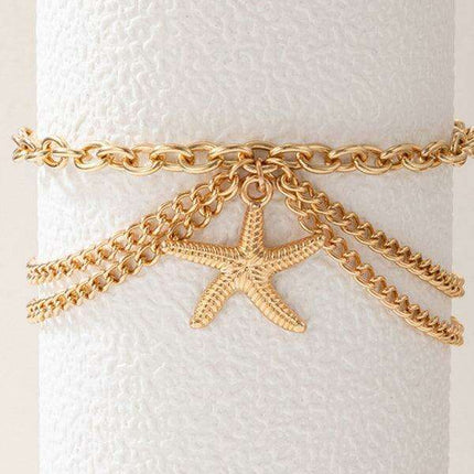 Serpent Heart Charm Triple-Layered Anklet with Elegant Tassel - Très Elite