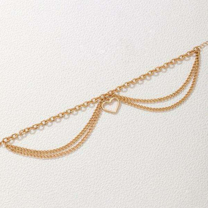Serpent Heart Charm Triple-Layered Anklet with Elegant Tassel - Très Elite