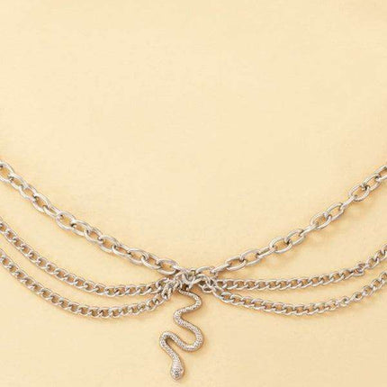 Serpent Heart Charm Triple-Layered Anklet with Elegant Tassel - Très Elite