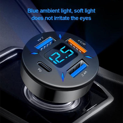 Smart Multi-Port Car Charger with LED Battery Monitor and Rapid Charge Capability