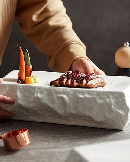 Modern Minimalist White Stone Dining Plate Collection - Elevate Your Table Setting
