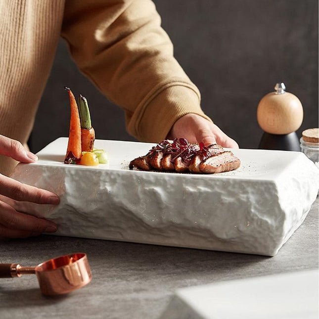 Modern Minimalist White Stone Dining Plate Collection - Elevate Your Table Setting
