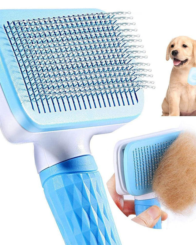 Ergonomic Long-Hair Dog Grooming Brush for Gentle Care