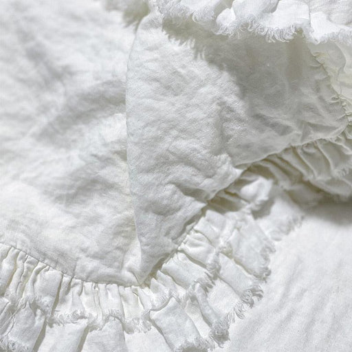 Vintage French Linen Pillow Shams with Delicate Ruffle Accents - Timeless Elegance