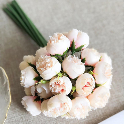 Lavish Silk Peony & Tea Rose Floral Display - 27 Realistic Blooms for Home, Garden & Event Decor