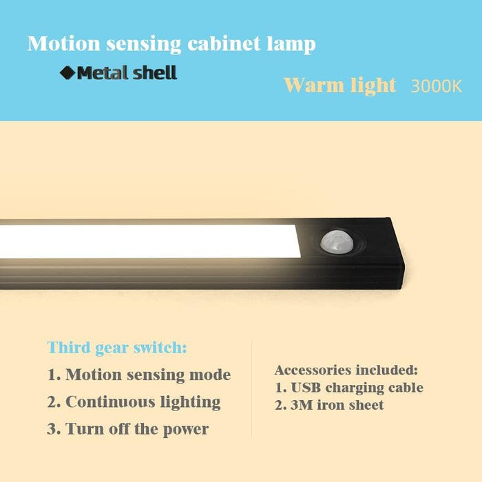 Motion-Activated LED Under Cabinet Light with 3 Color Options
